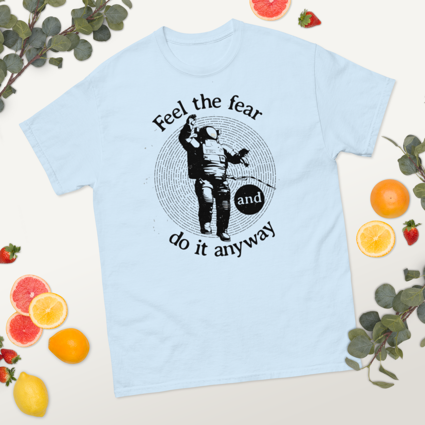 Feel-the-fear-Art-Studio-Elvira-Unisex-tee-scene-light-blue