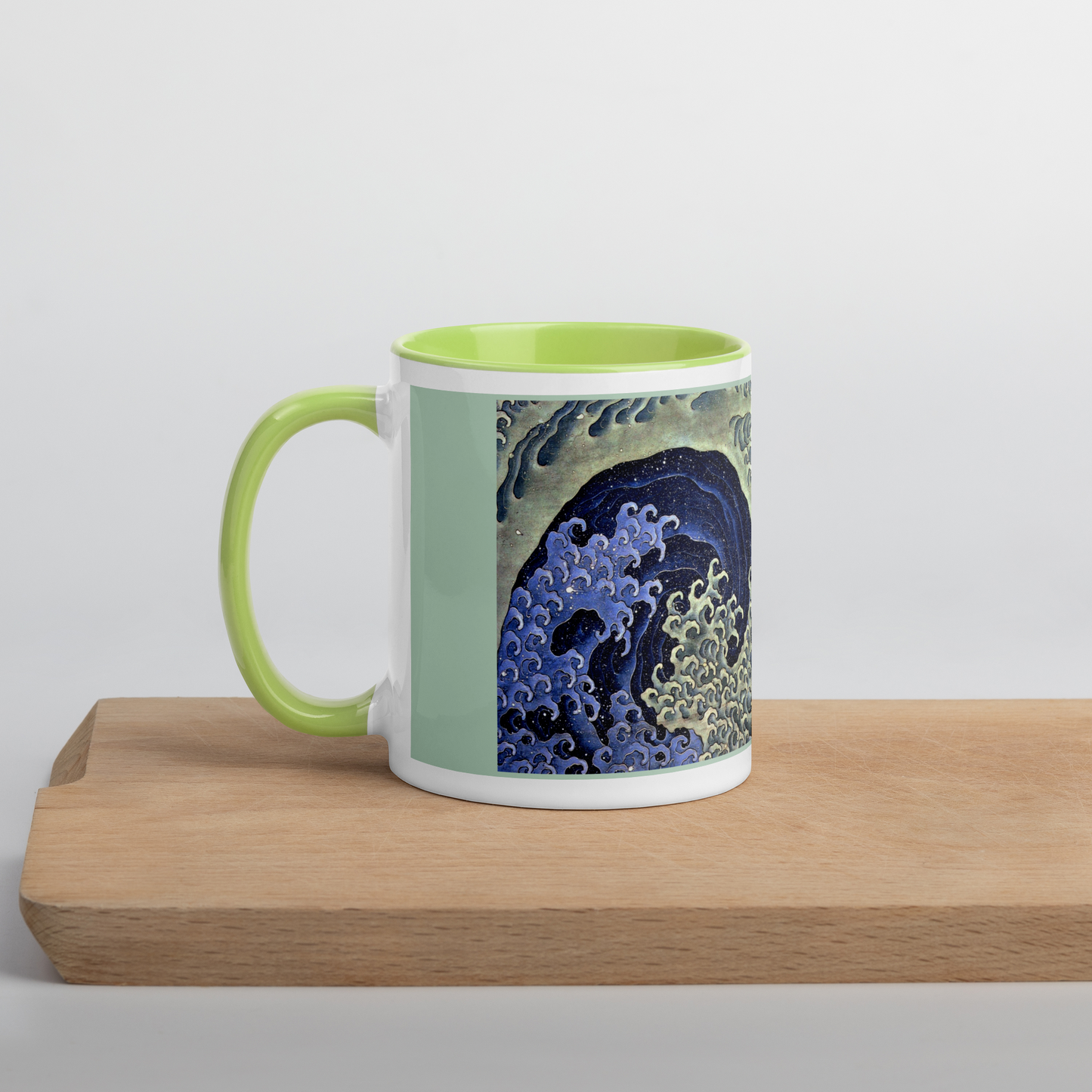 Feminine_Wave-ArtStudioElvira-white-ceramic-mug-with-color-inside-light-green-11-oz-front