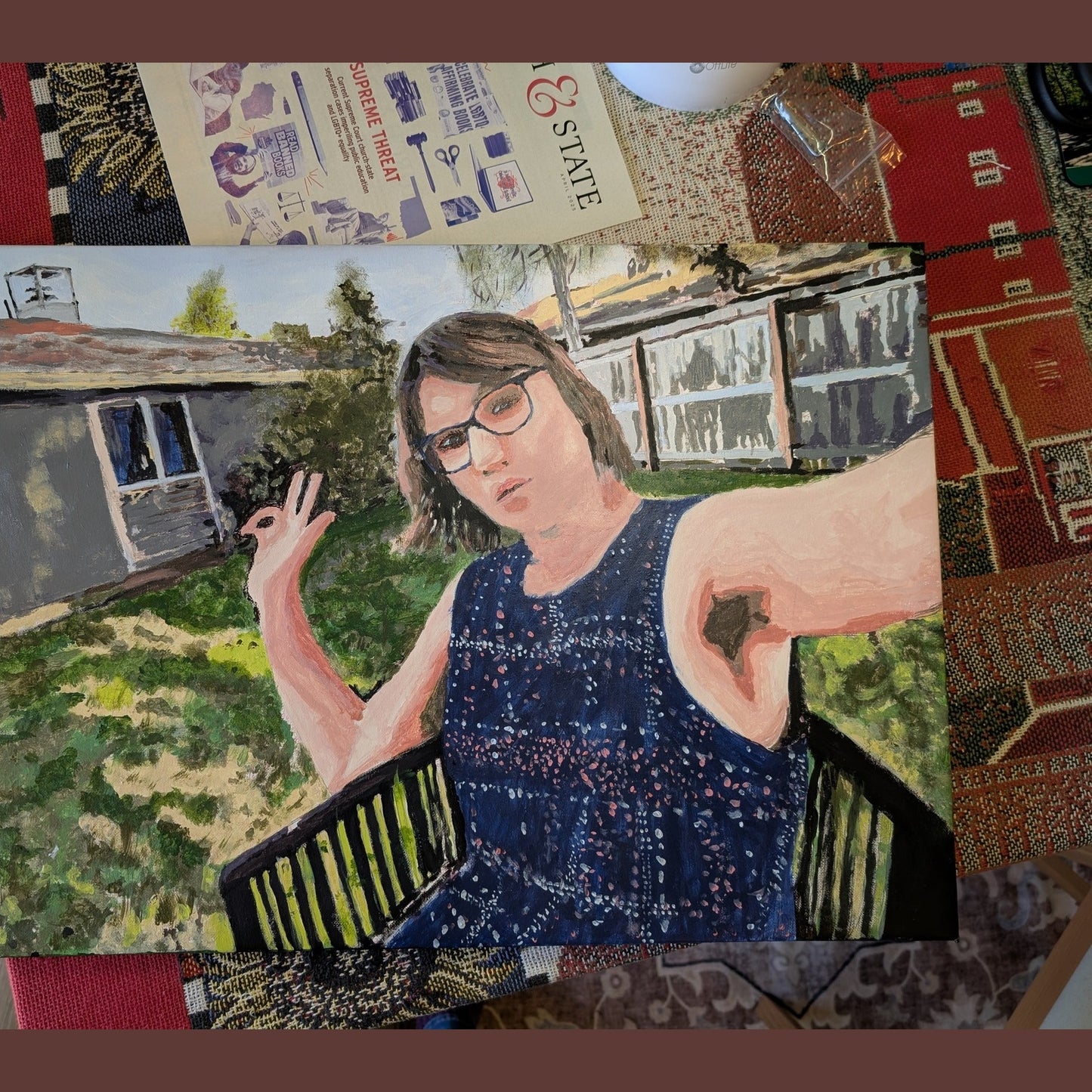 Salem Selfie Canvas Painting by Art Studio Elvira - Original Artwork 22x16 - Acrylic on Canvas