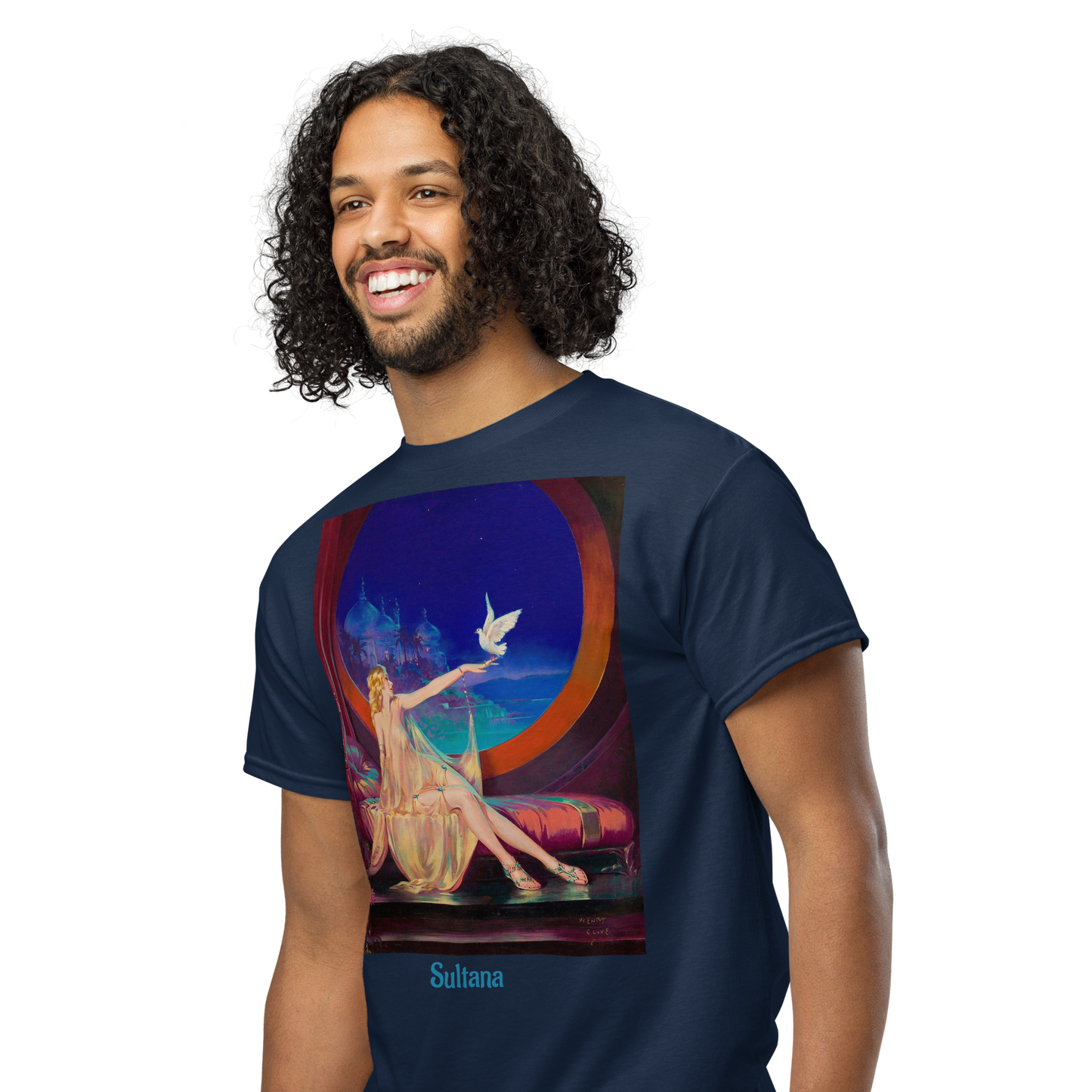 Sultana-art-studio-elvira-unisex-sports-tee-left-front-navy