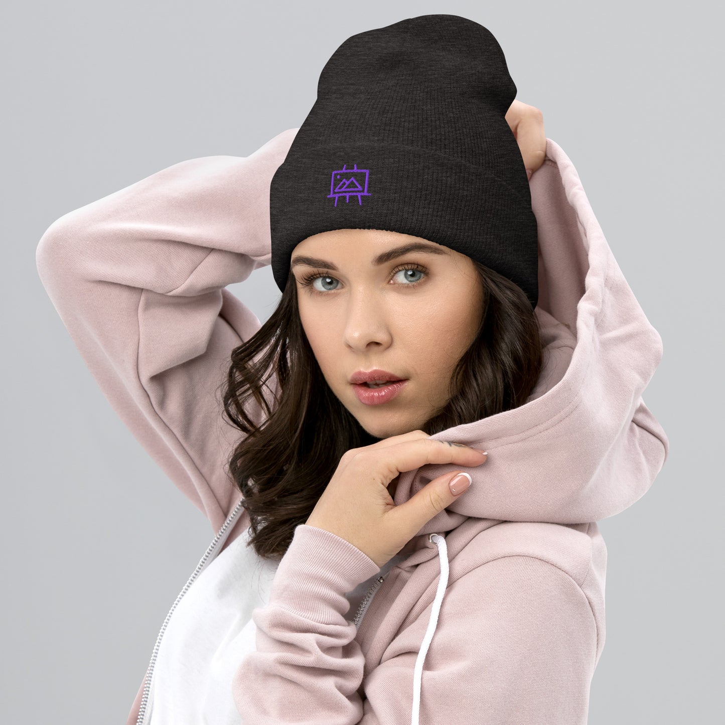 art-studio-elvira-logo-cuffed-beanie-dark-grey