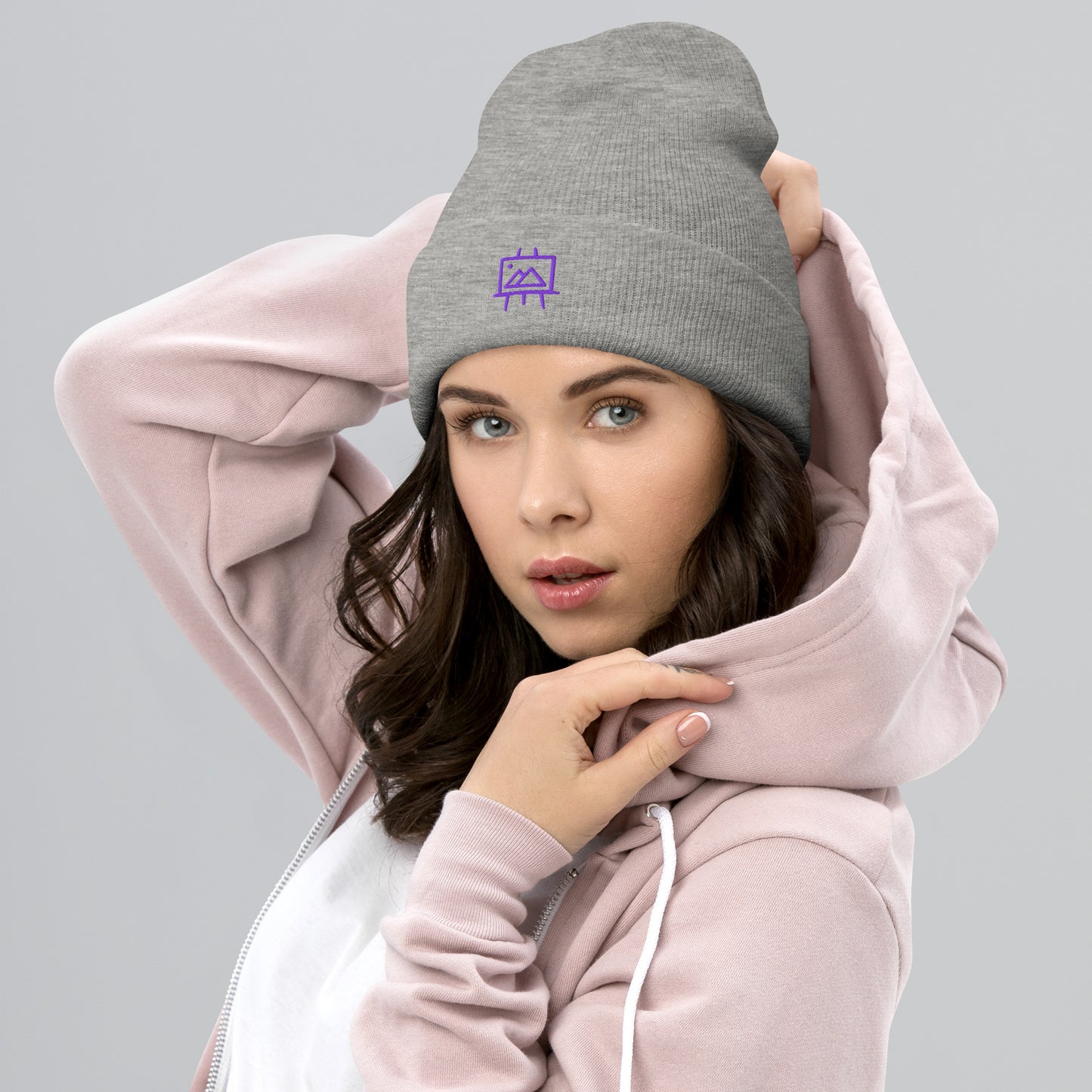 art-studio-elvira-logo-cuffed-beanie-heather-grey