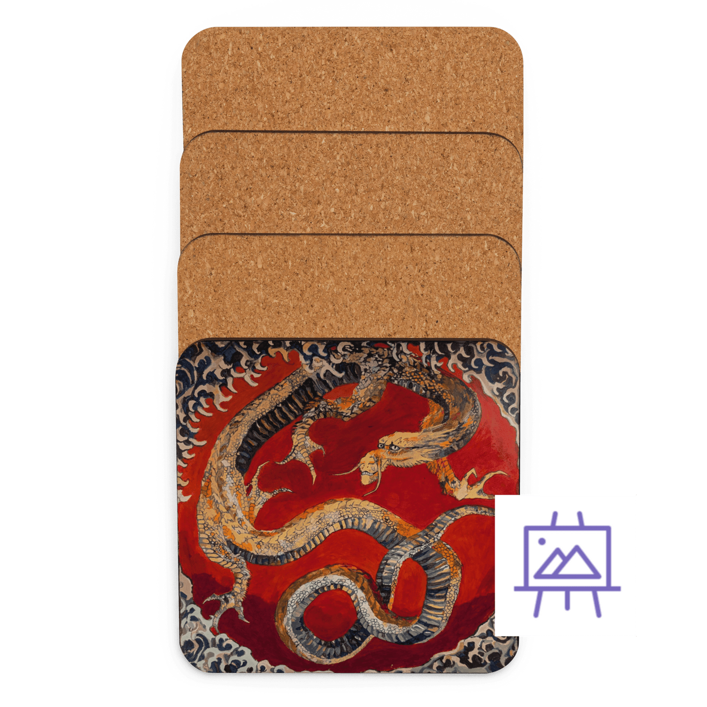 Hokusai Dragon - Art Studio Elvira - Coaster