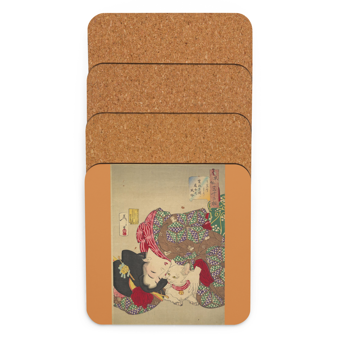 Woman Playing with Cat - Art Studio Elvira - Coaster