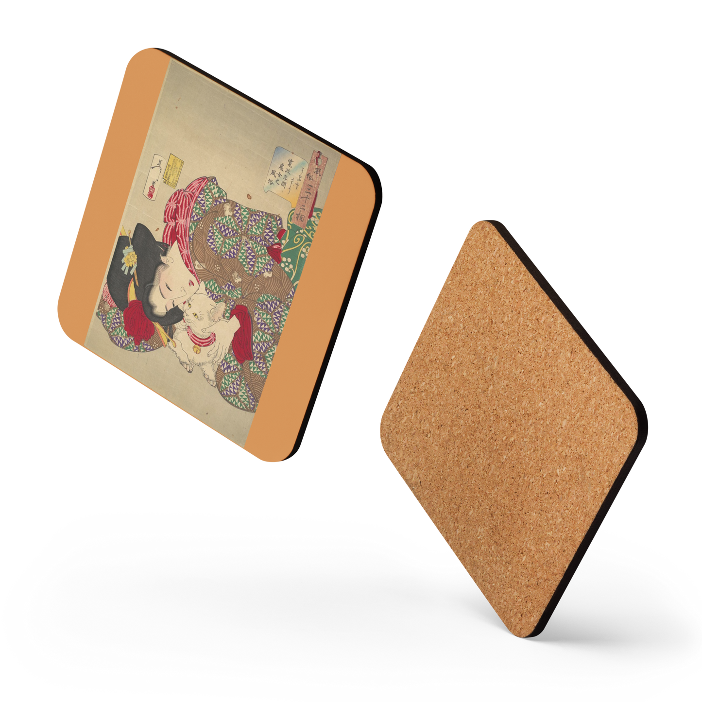 Woman Playing with Cat - Art Studio Elvira - Coaster