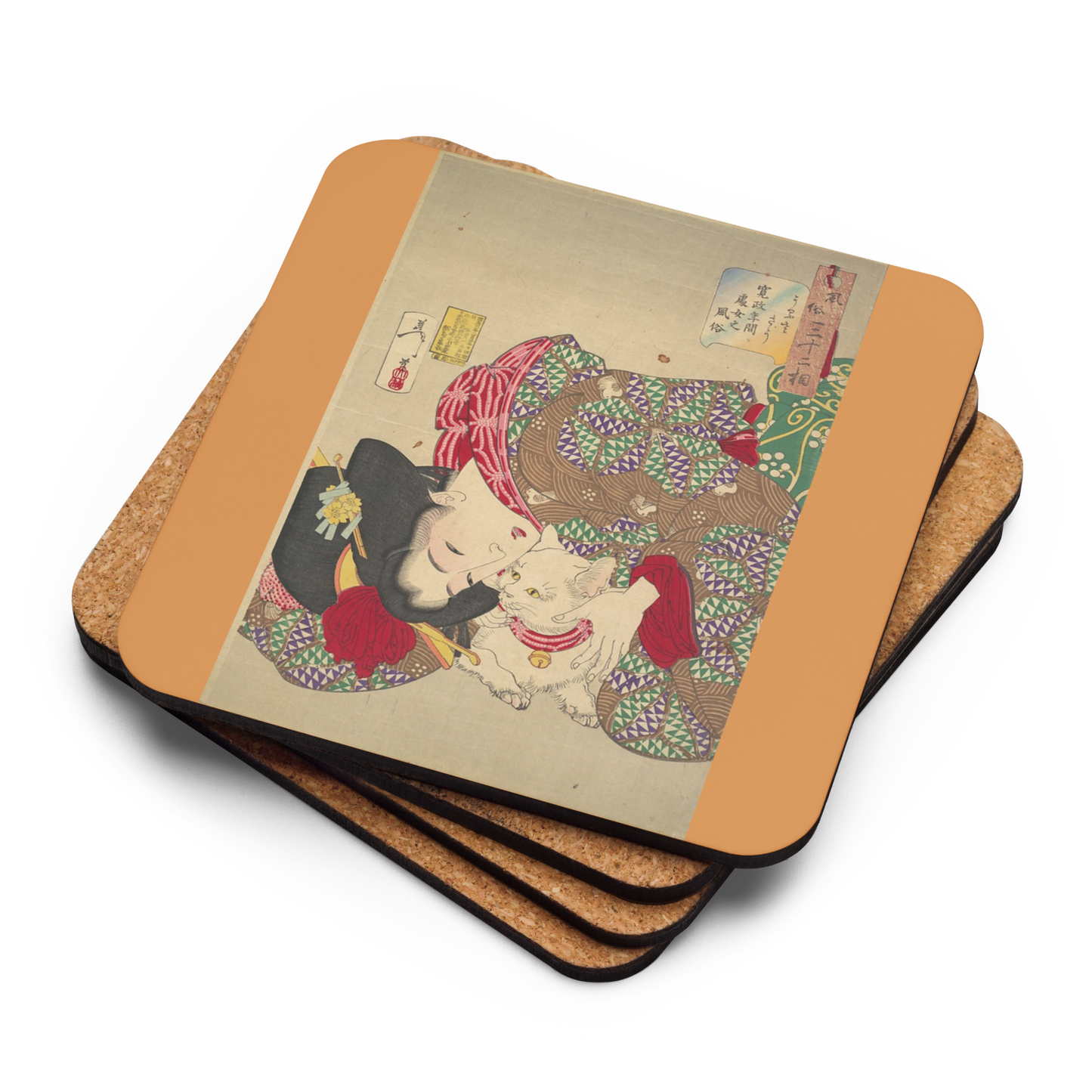 Woman Playing with Cat - Art Studio Elvira - Coaster