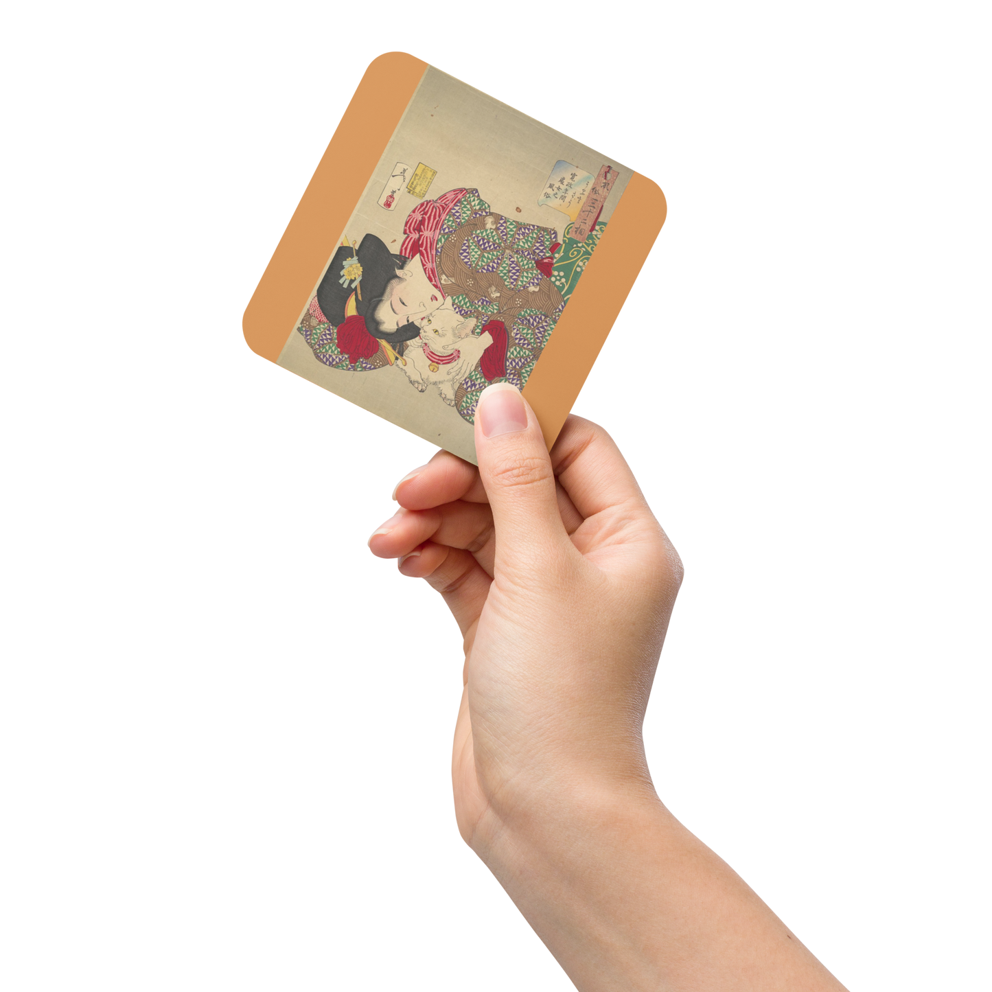 Woman Playing with Cat - Art Studio Elvira - Coaster