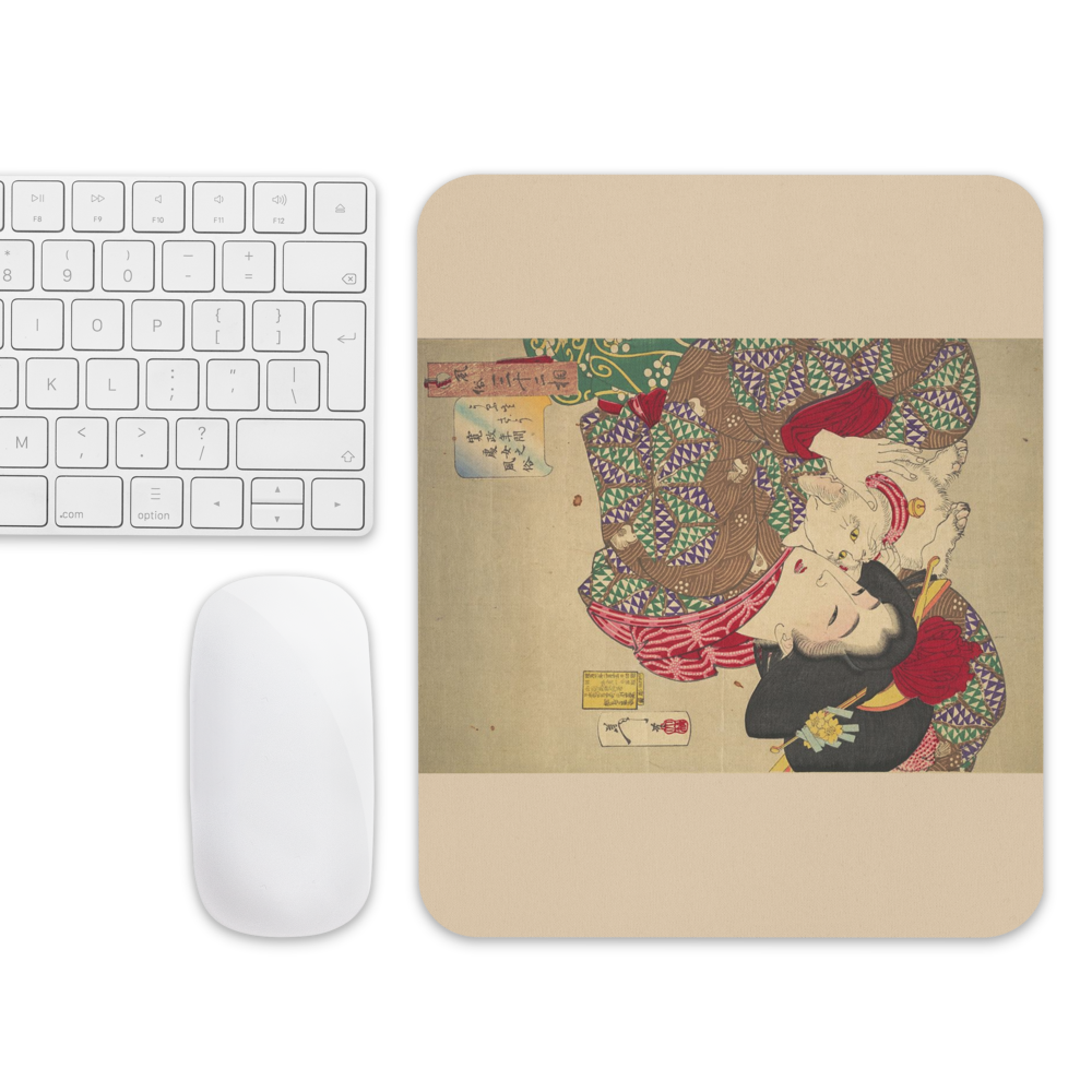 Woman and Cat - Art Studio Elvira - Mousepad