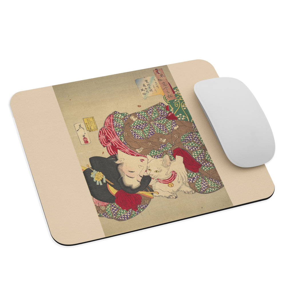 Woman and Cat - Art Studio Elvira - Mousepad