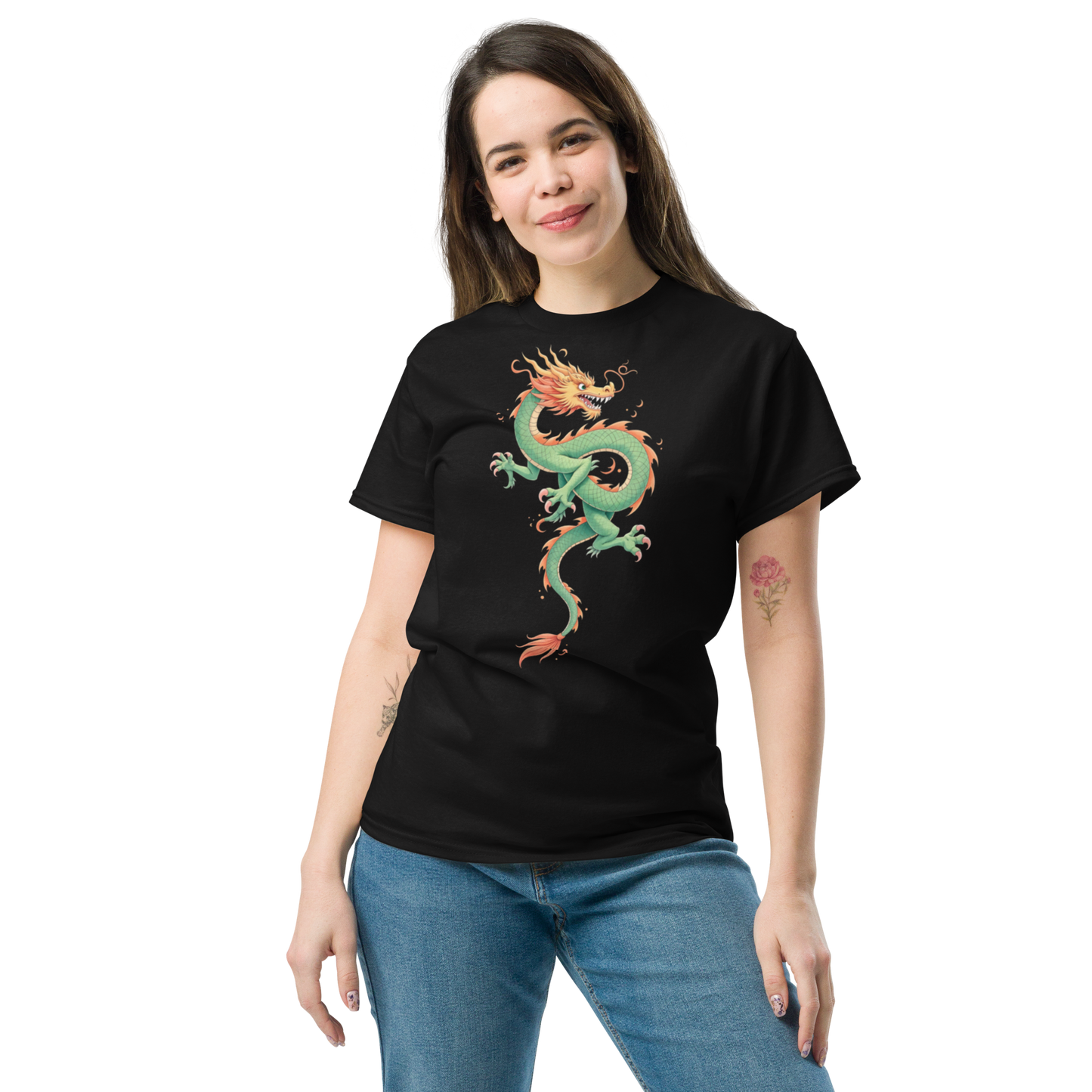 orange-dragon-unisex-classic-tee-front-black