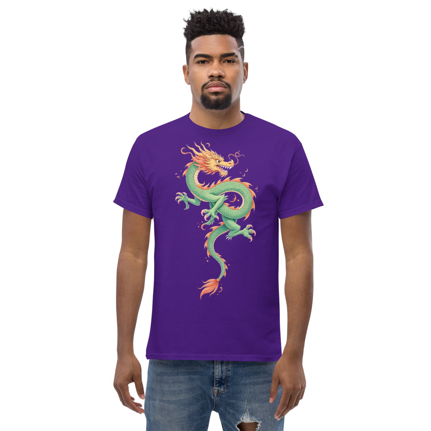 orange-dragon-unisex-classic-tee-front-purple