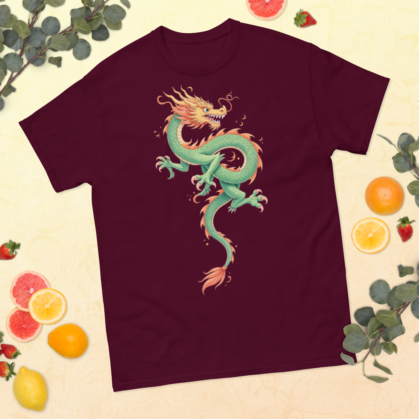 orange-dragon-unisex-classic-tee-maroon