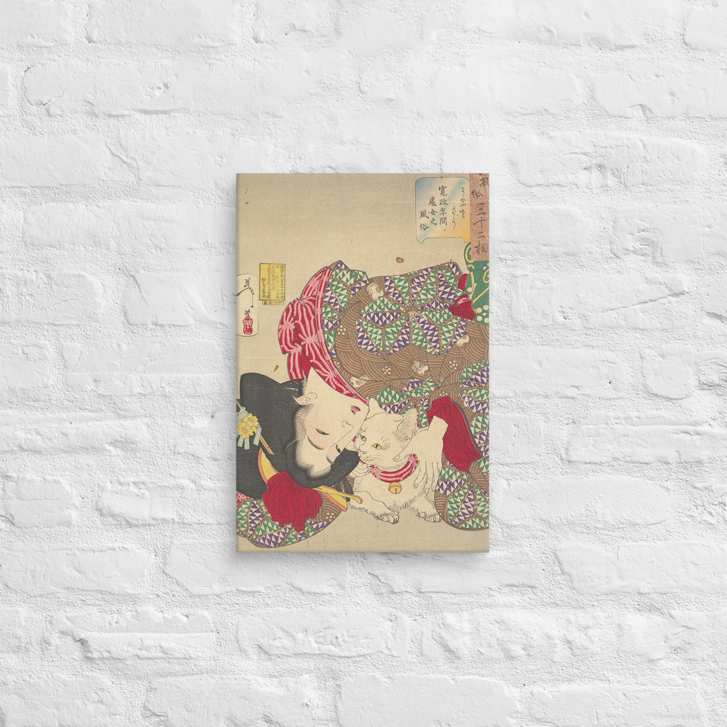 woman-with-cat-art studio-elvira-canvas-_in_-12x18-bricks