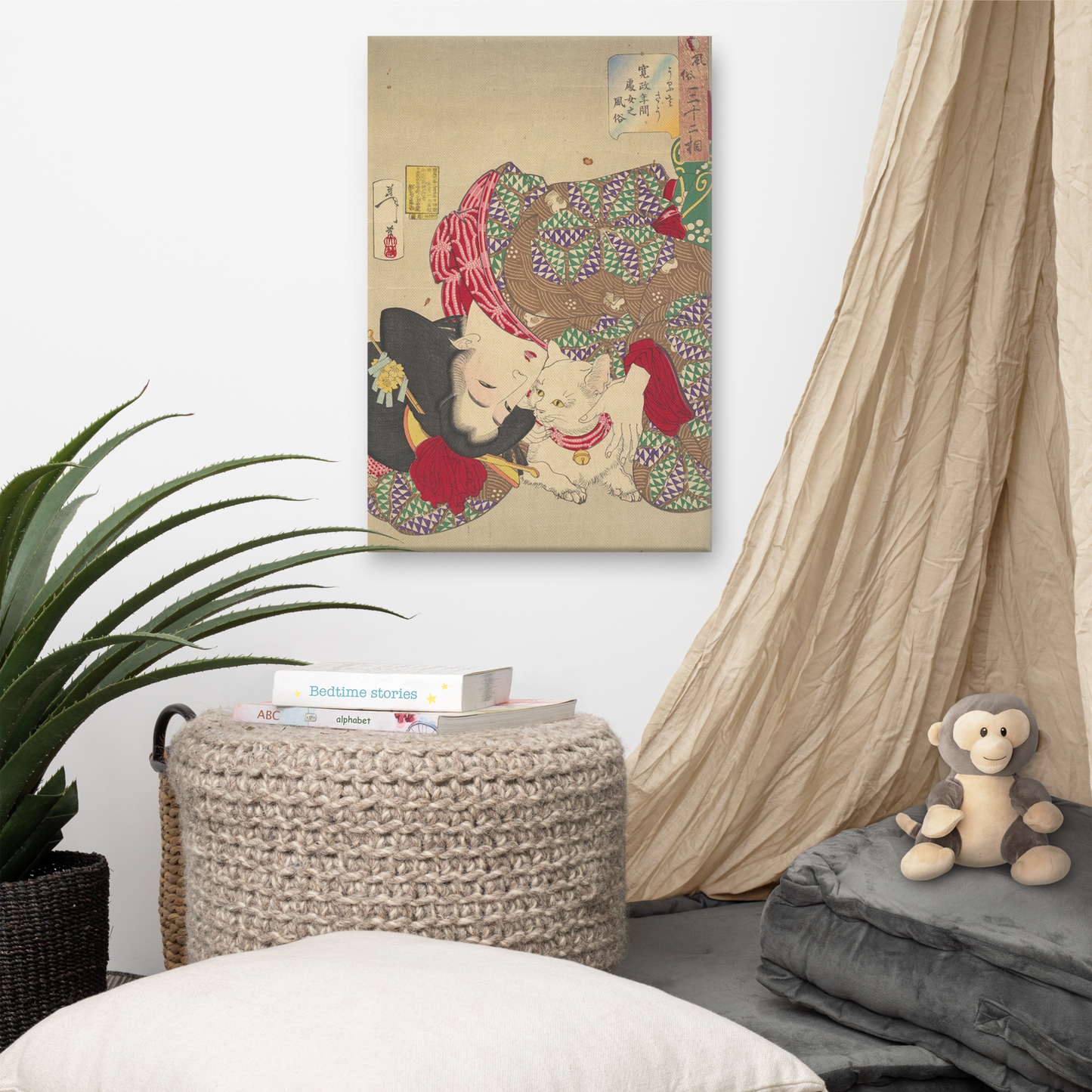 woman-with-cat-art studio-elvira-canvas-_in_-16x24-bedroom