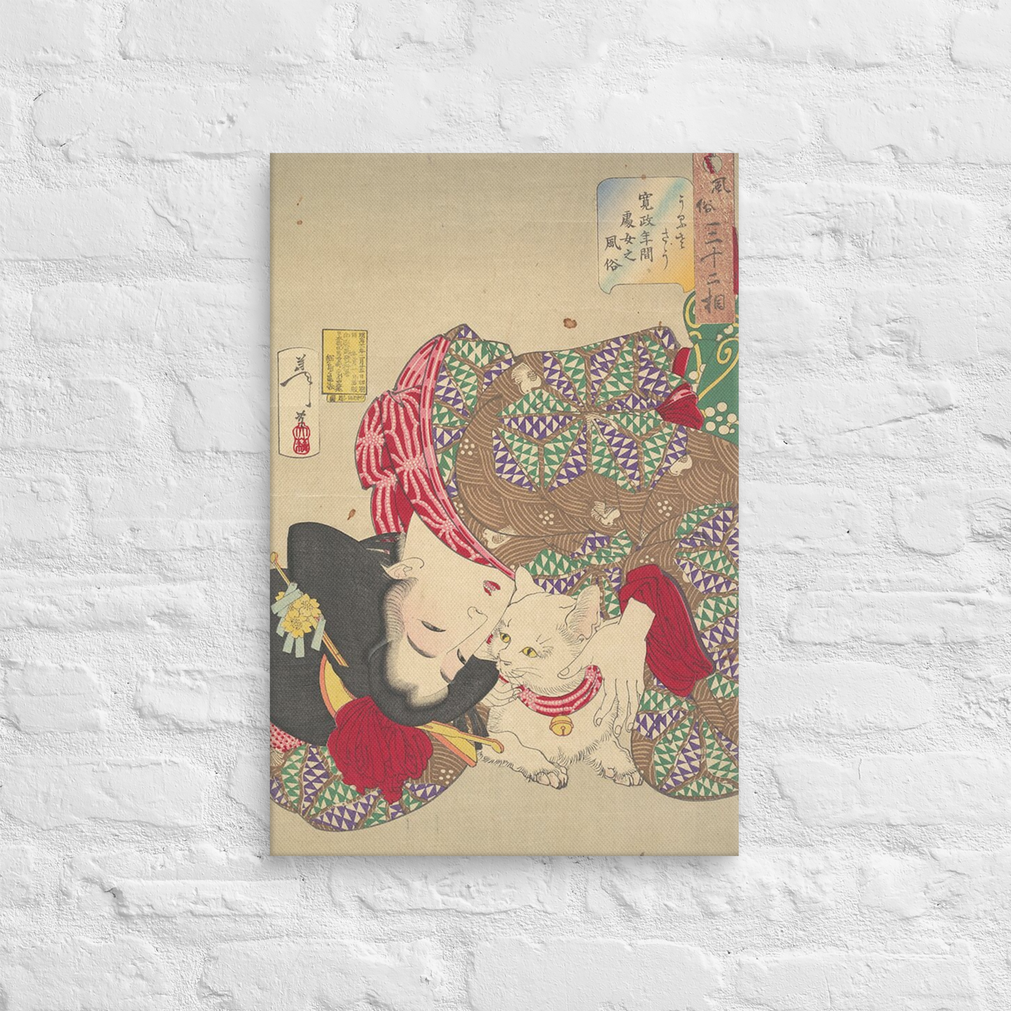 woman-with-cat-art studio-elvira-canvas-_in_-16x24-bricks