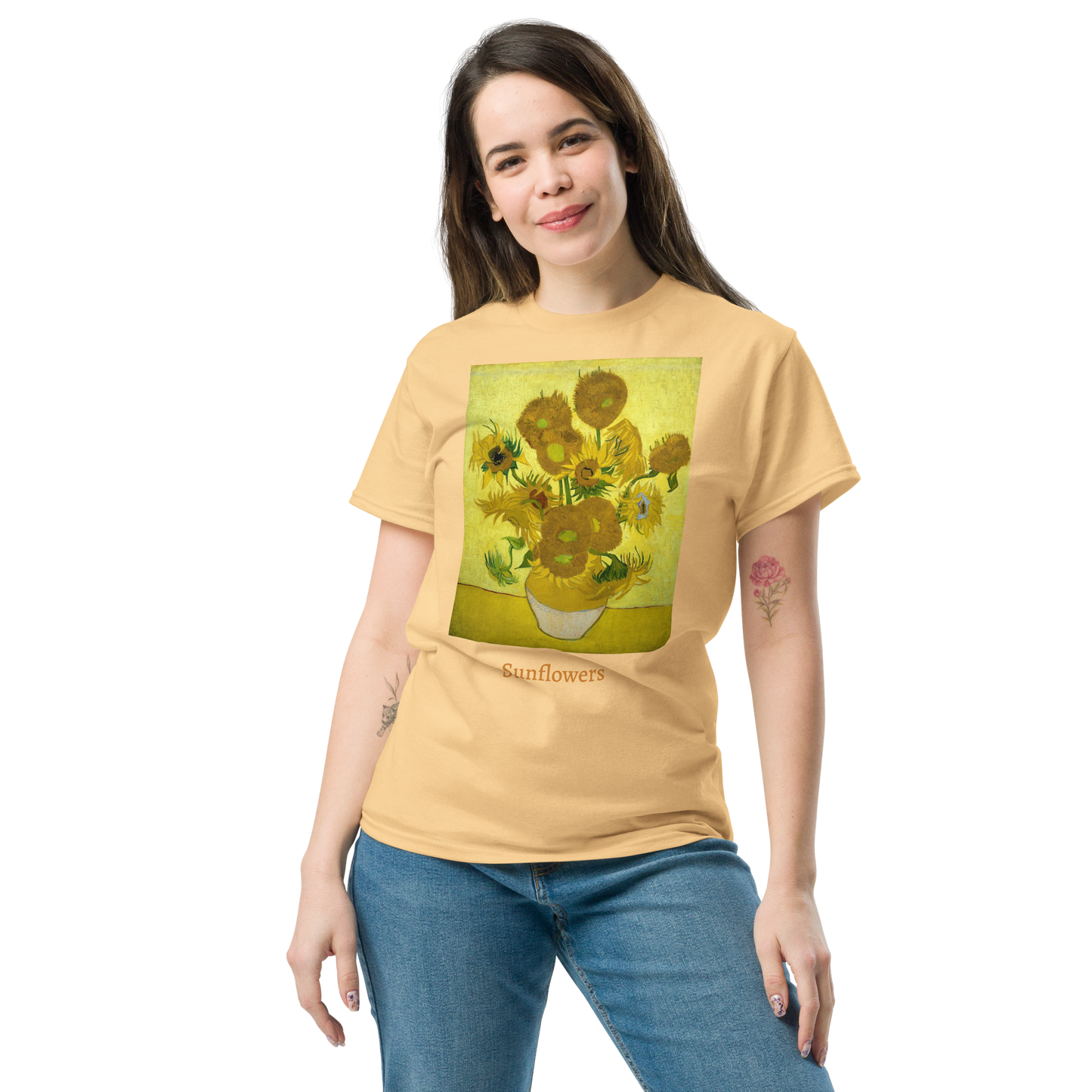 yellow-sunflowers-art-studio-elvira-unisex-classic-tee-front-yellow-haze