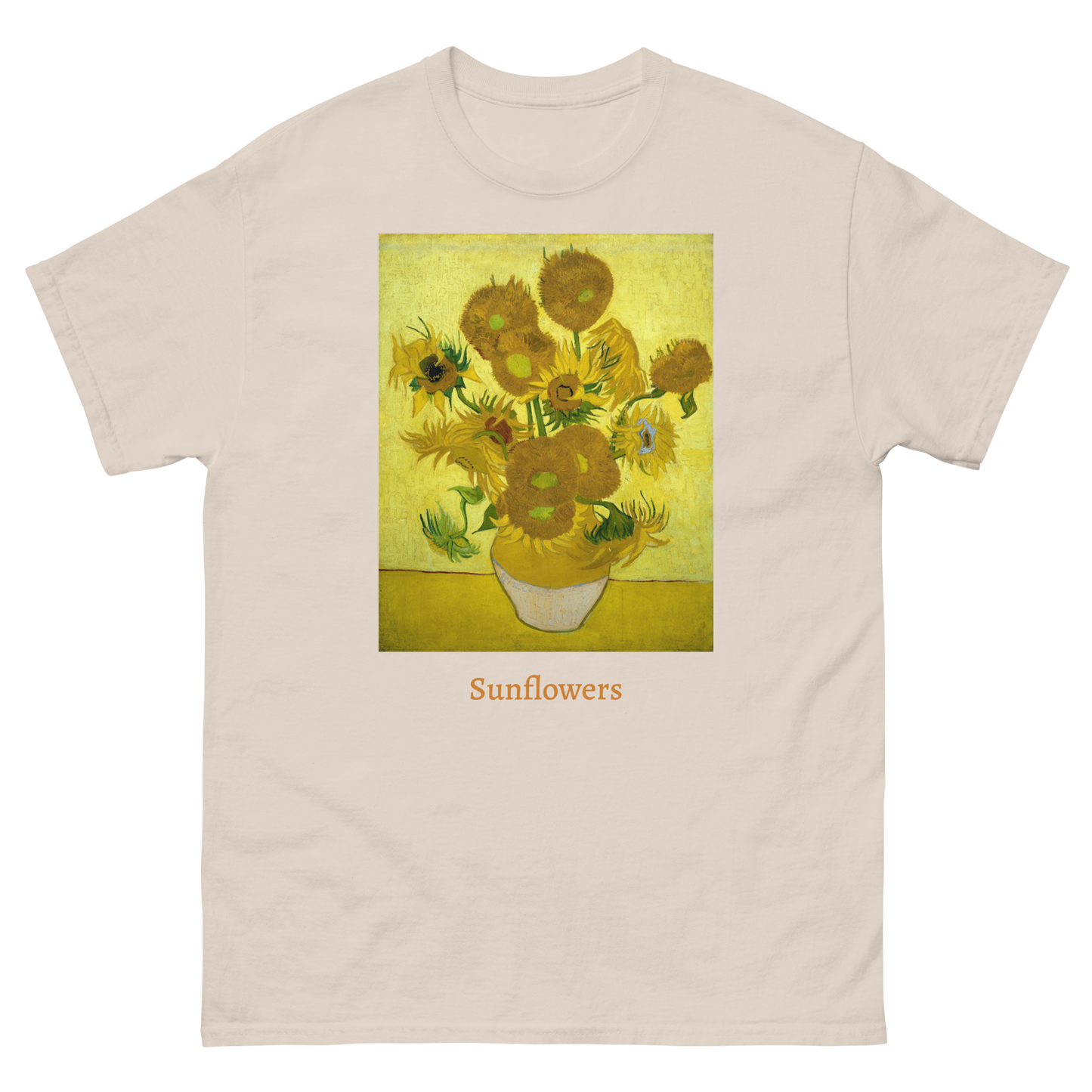 yellow-sunflowers-art-studio-elvira-unisex-classic-tee-front1-natural