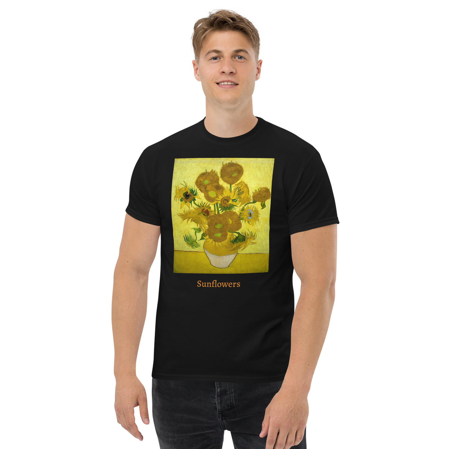 yellow-sunflowers-art-studio-elvira-unisex-classic-tee-man-black
