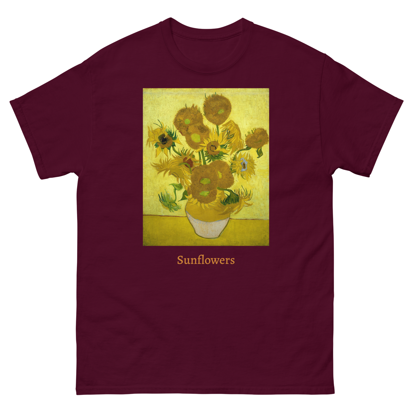 yellow-sunflowers-art-studio-elvira-unisex-classic-tee-maroon