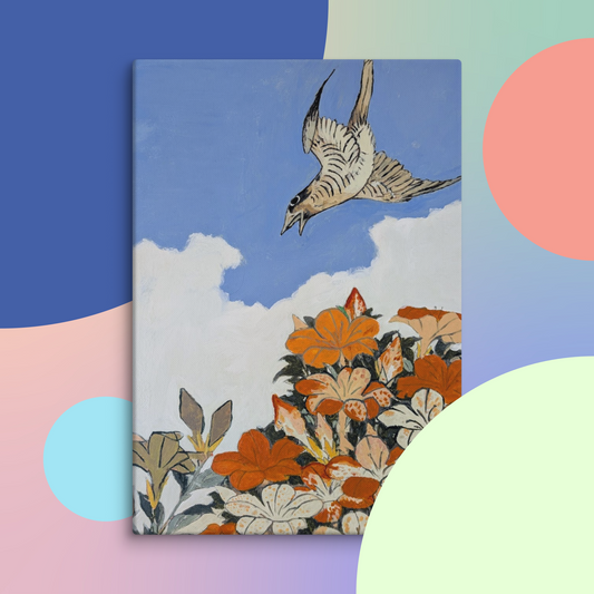 Cuckoo_and_azaleas_hokusai_canvas_in_18x26_colors