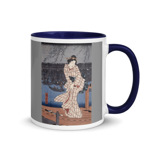 Evening on the Sumida River Color Mug Art Studio Elvira 11oz Dark Blue