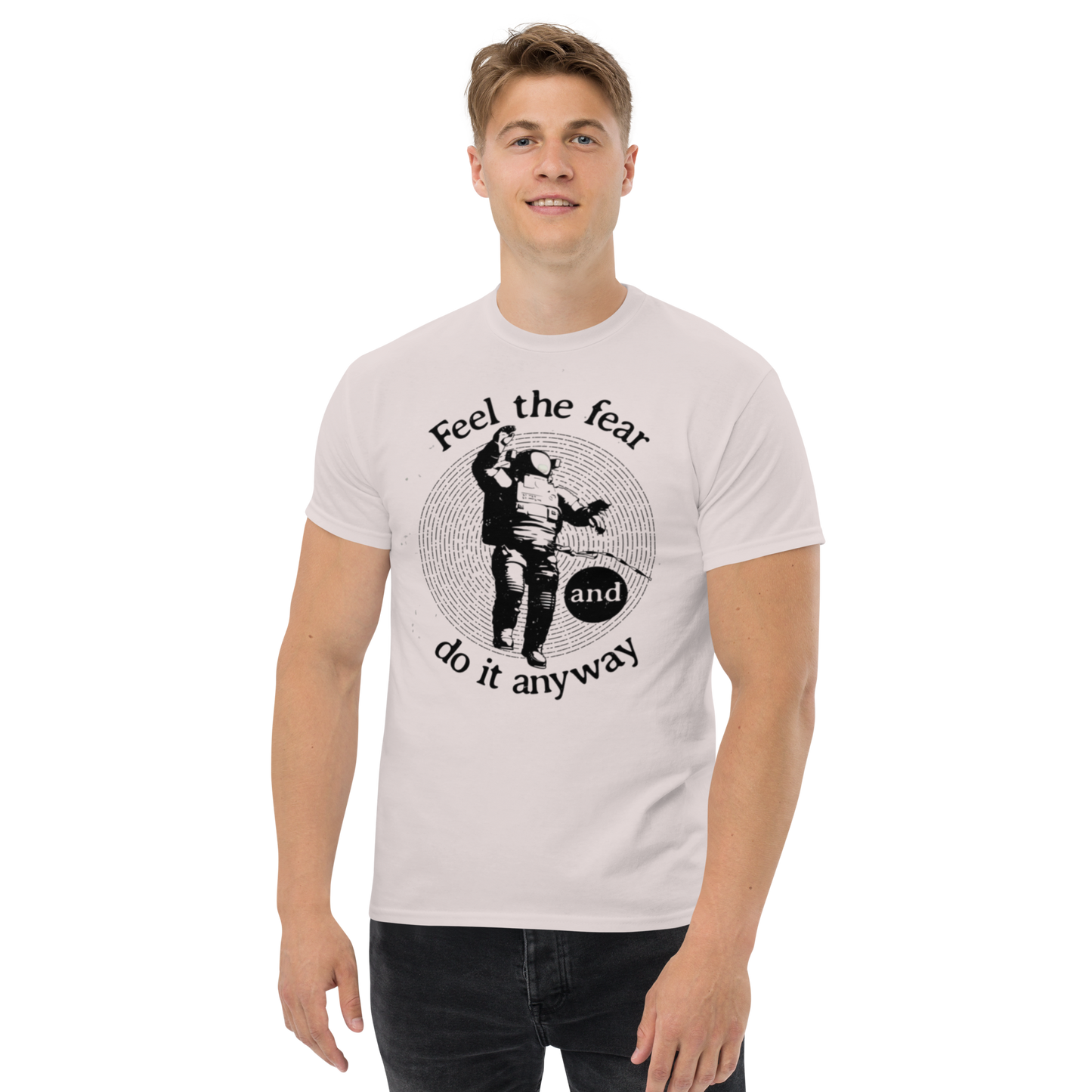 Feel-the-fear-Art-Studio-Elvira-Unisex-tee-ice-grey-front