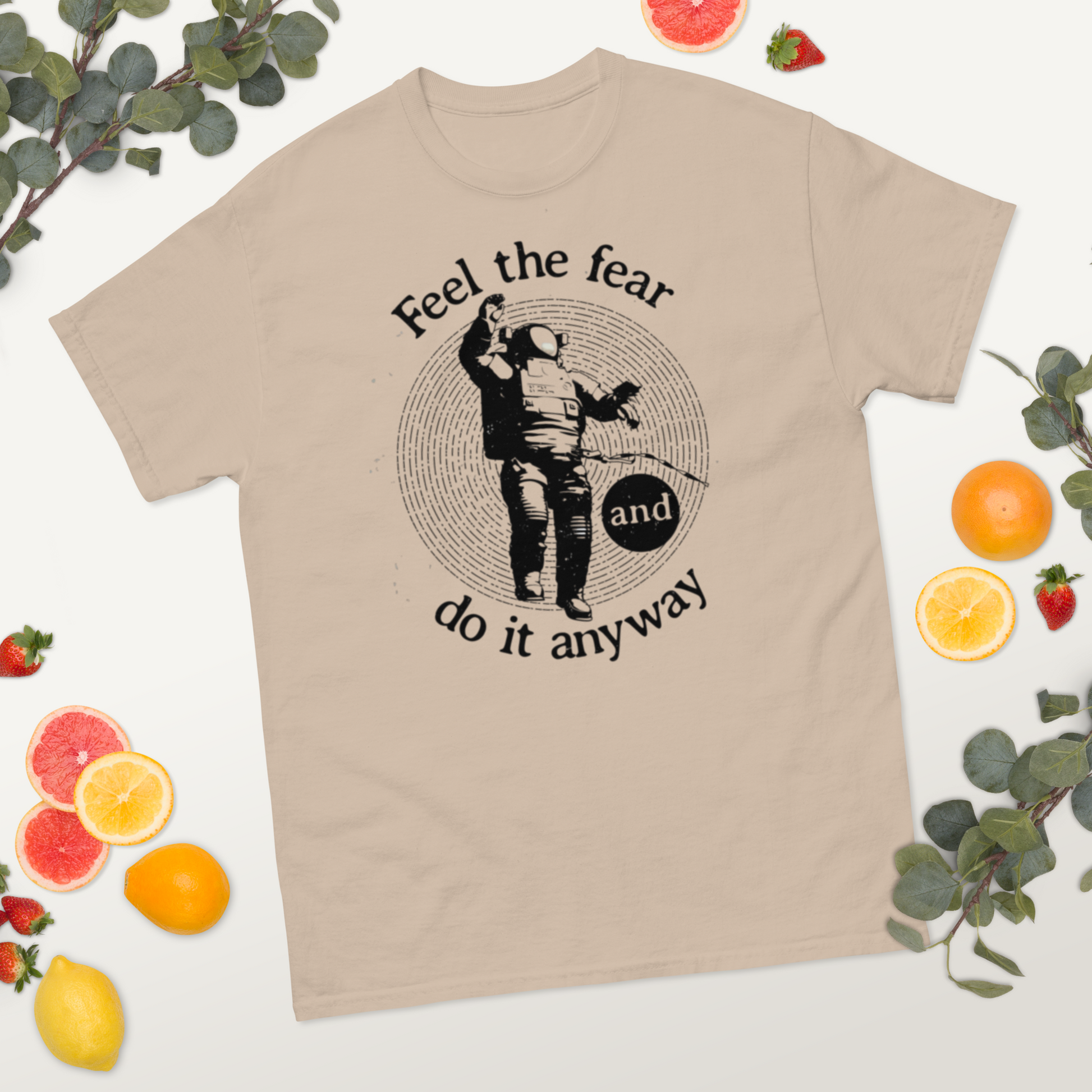 Feel-the-fear-Art-Studio-Elvira-Unisex-tee-scene-sand