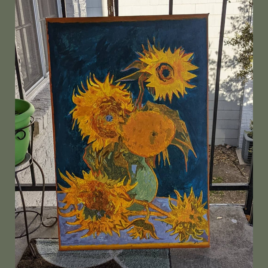 My 5 Sunflowers - Art Studio Elvira -  Canvas Painting