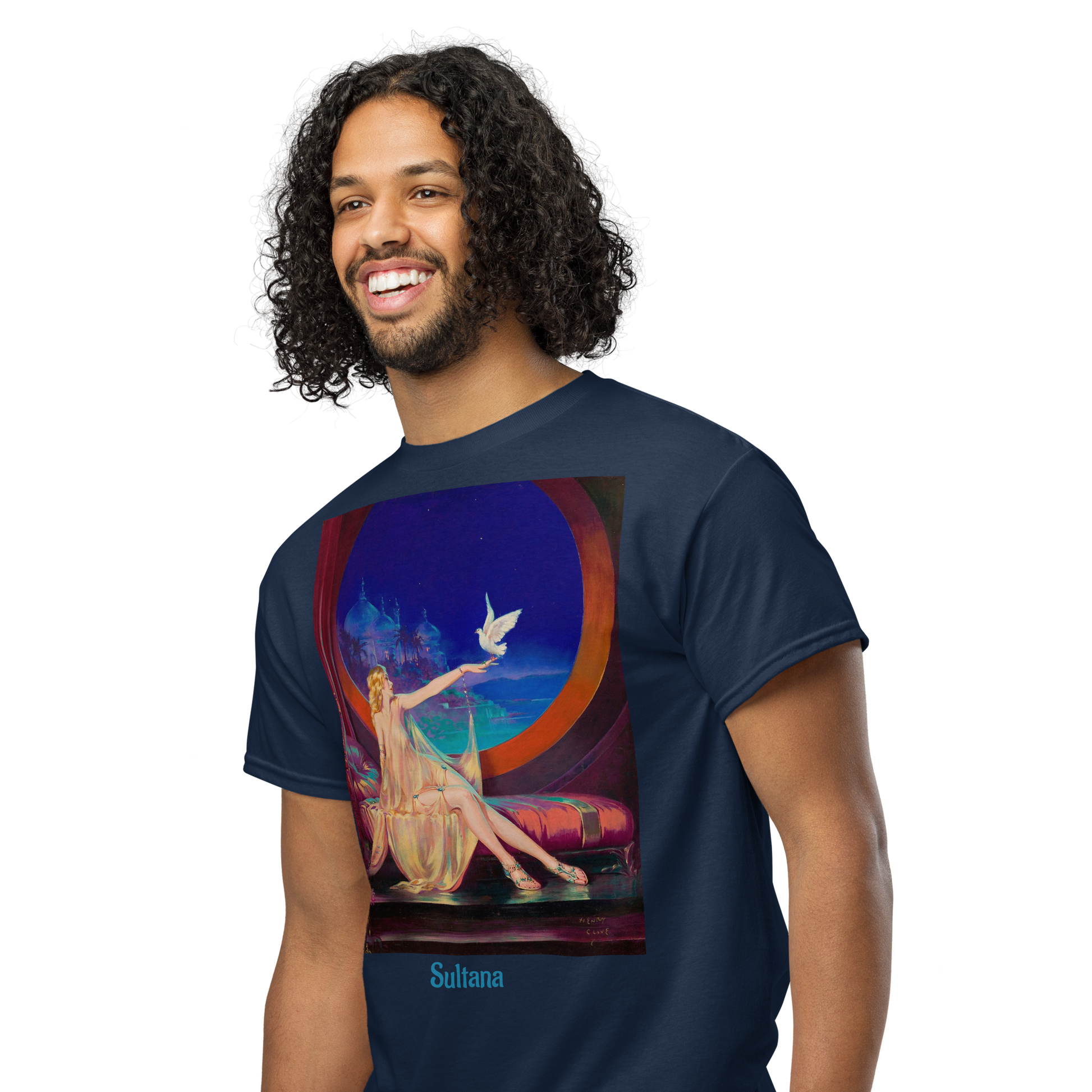 Sultana-art-studio-elvira-unisex-sports-tee-left-front-navy