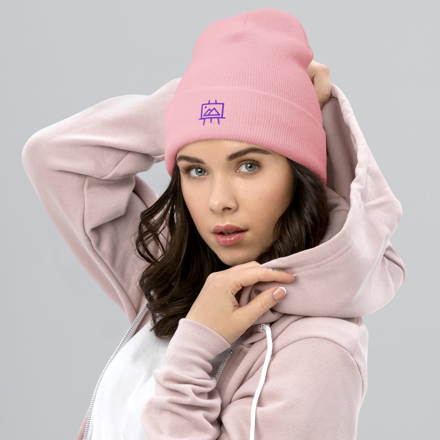 art-studio-elvira-logo-cuffed-beanie-pink