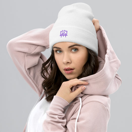 art-studio-elvira-logo-cuffed-beanie-white