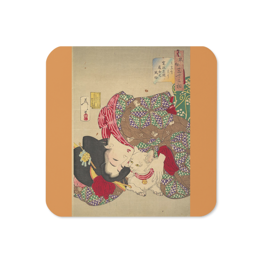 Woman Playing with Cat - Art Studio Elvira - Coaster
