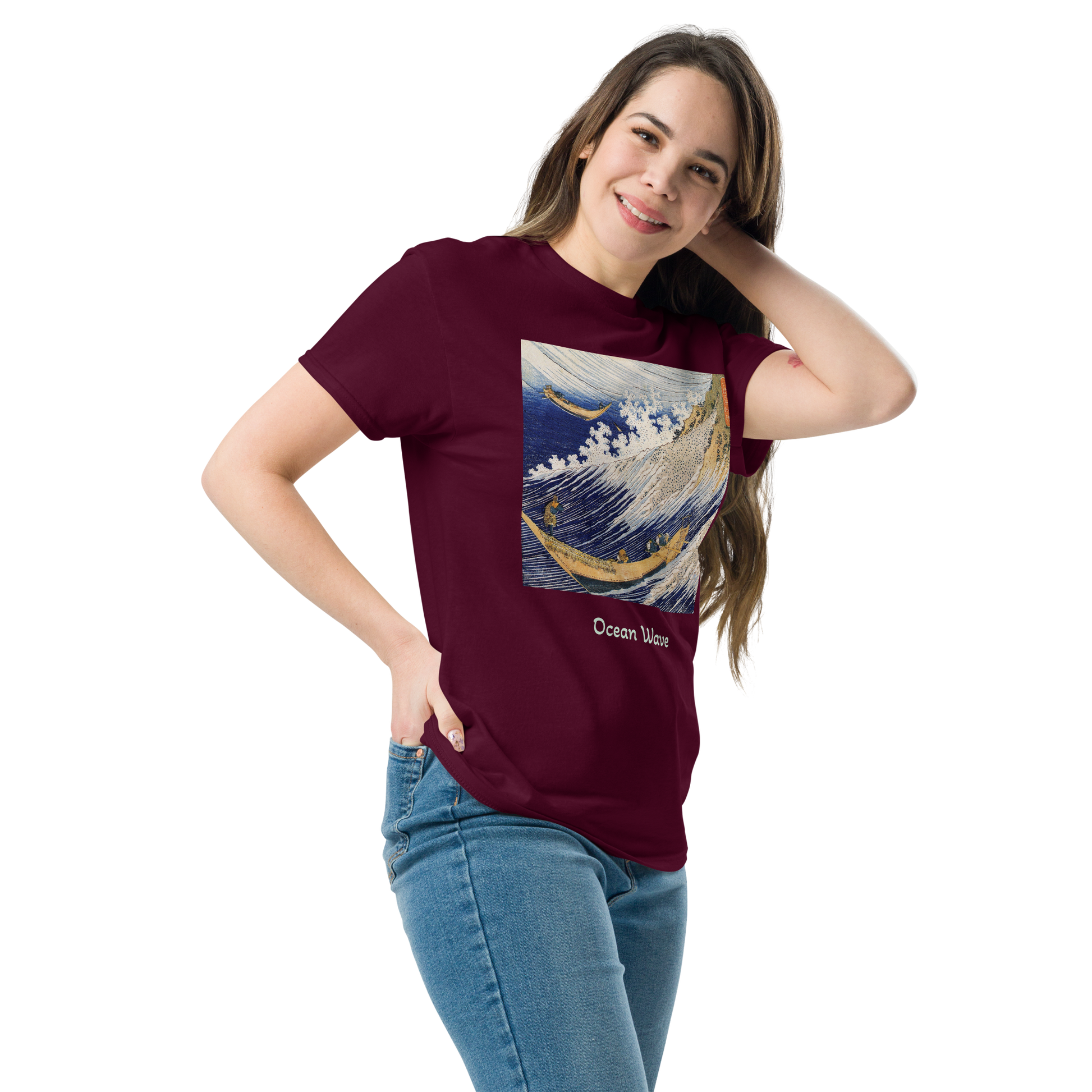 ocean-wave-art-studio-elvira-unisex-classic-tee-left-front-maroon