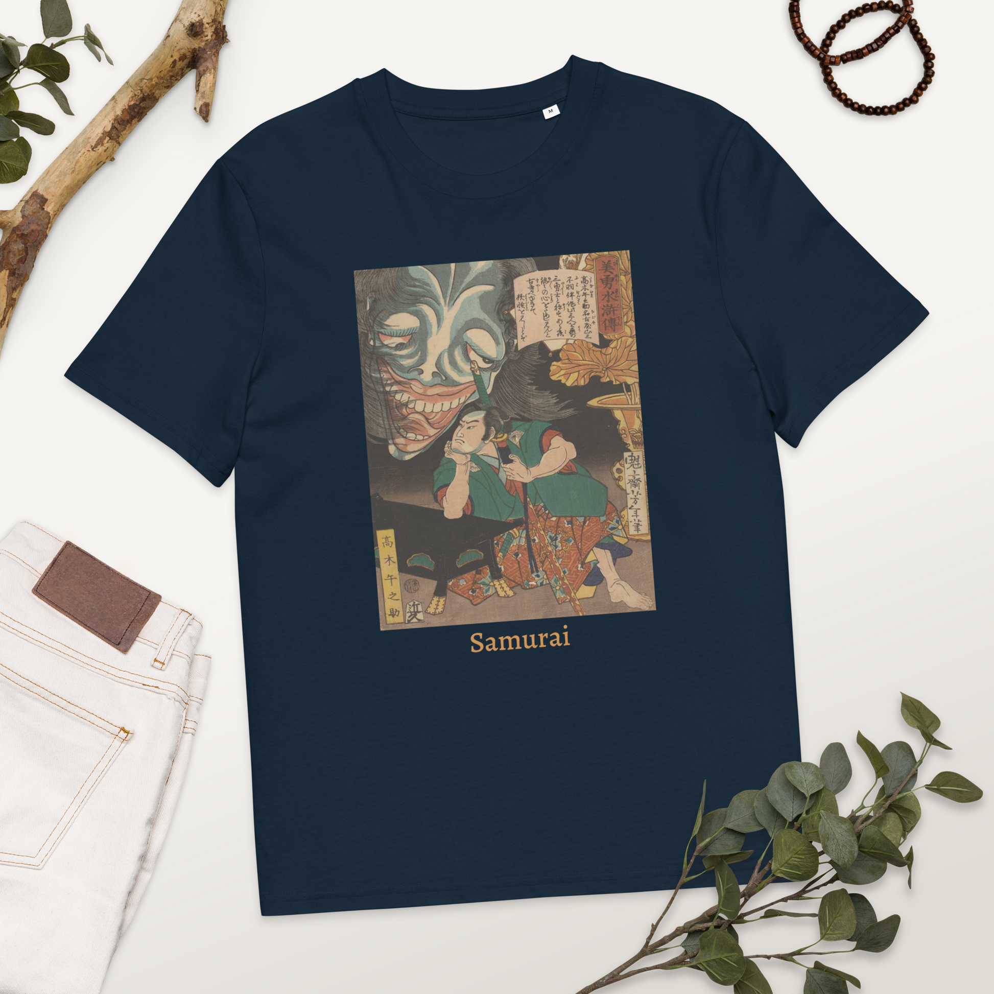 samurai-art-studio-elvira-unisex-organic-ribbed-neck-t-shirt-scene-french-navy