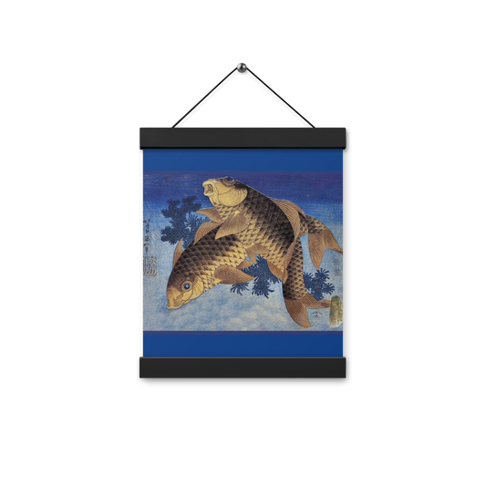 two-carp-hokusai-art-studio-elvira-poster-with-hanger-_in_-front-black-8x10