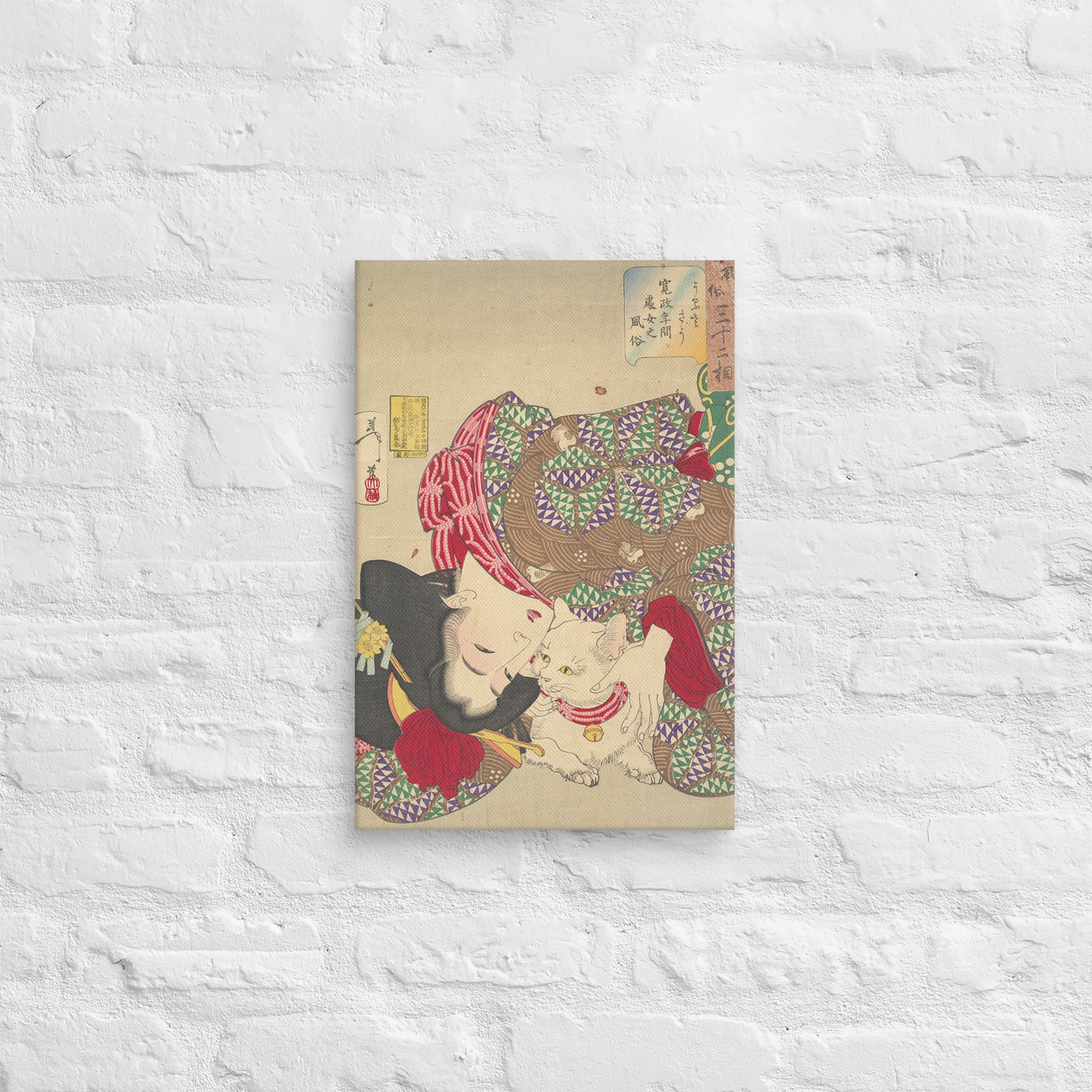 woman-with-cat-art studio-elvira-canvas-_in_-12x18-bricks