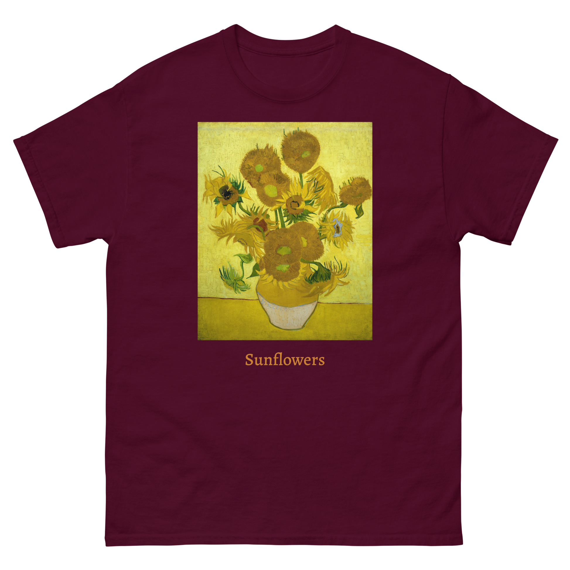 yellow-sunflowers-art-studio-elvira-unisex-classic-tee-maroon