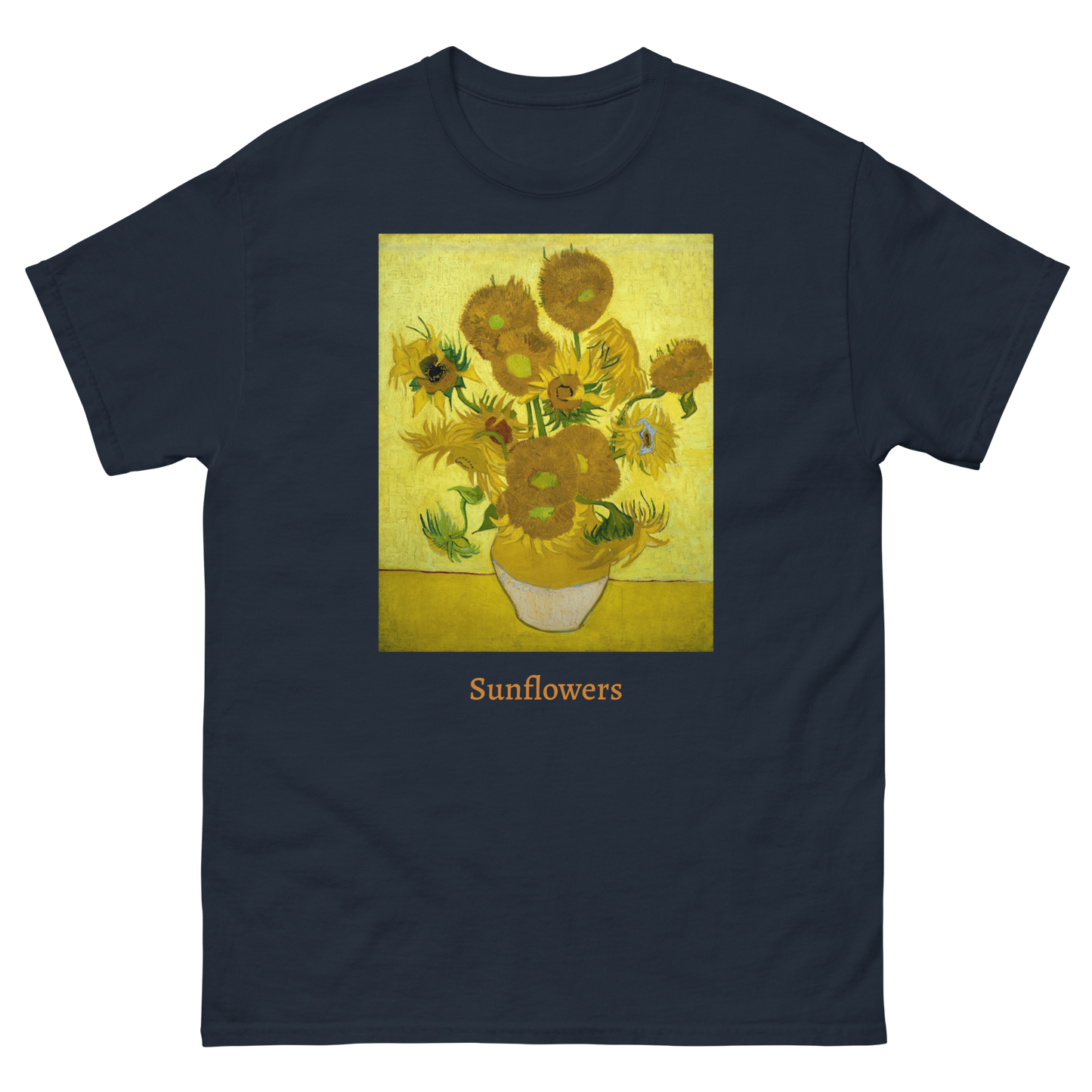 yellow-sunflowers-art-studio-elvira-unisex-classic-tee-navy